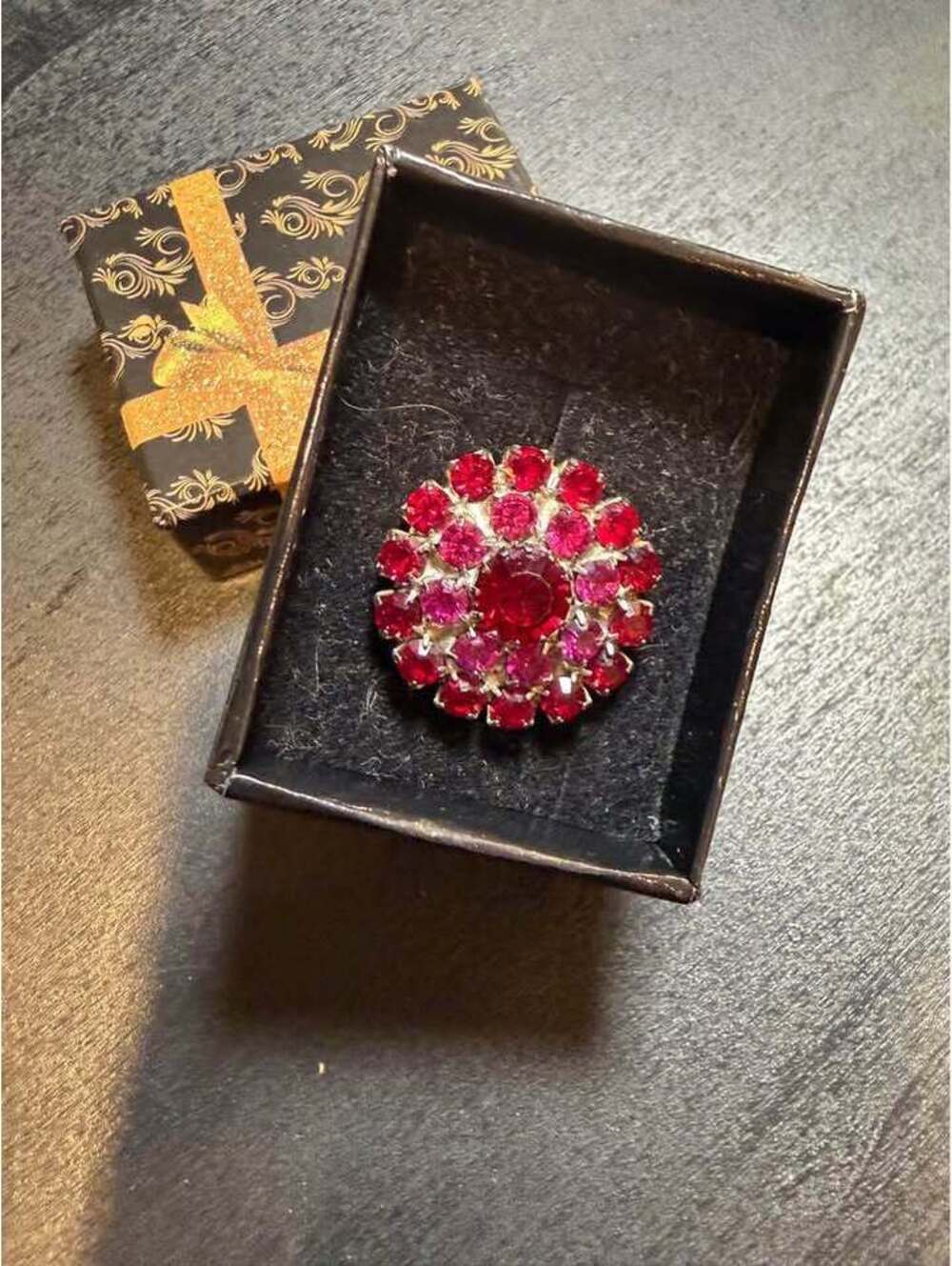 Tarina Tarintino Red Rhinestone Cocktail Ring